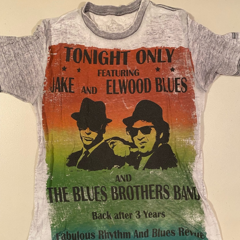 Blues Brothers Graphic T-Shirt - Gray and Multicolor